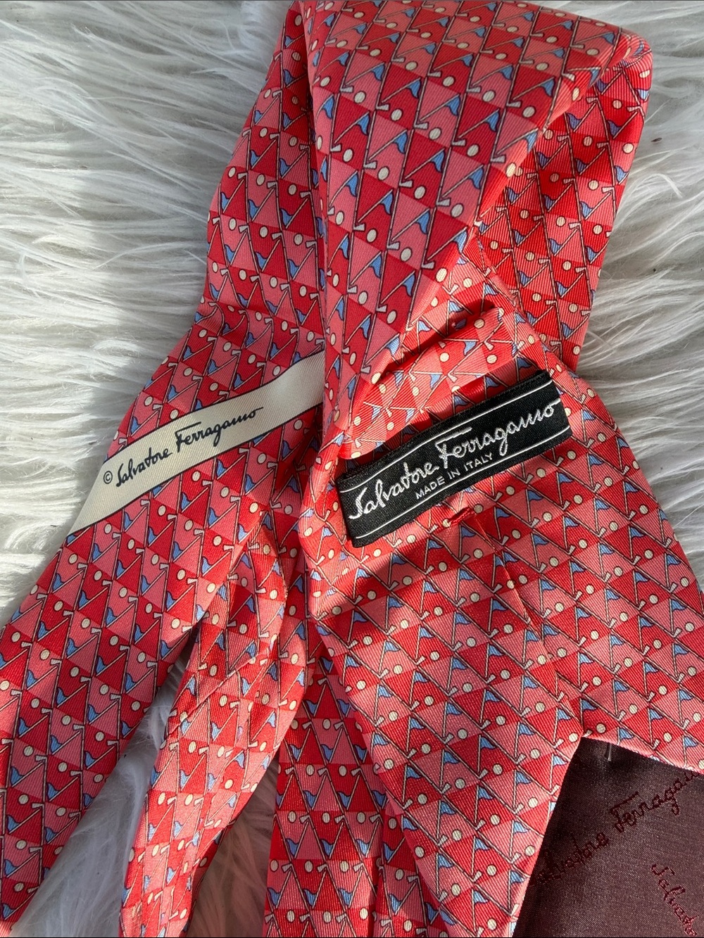 Salvatore Ferragamo Silk Golf Tie. - Picture 2 of 4